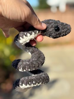 Crochet Black Variegated Swirly Snake plushie