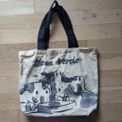 Vintage Mesa Verde National Park HandPainted XL Tote Bag. 100% Cotton, 15"L x 18"W x 5"H. Casual Retro Vibe.

 