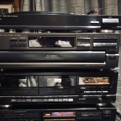 Standard Studio By Fisher Complete Stereo System, Incl. Turntable Double Cassette Deck, 5-disc Cd Player, Am/fm Receiver , 2 Floor standing Speakers, 