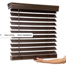 Home Decorators Collection Espresso Cordless Premium Faux Wood Blinds with 2.5-in. Slats — 58.5-in. W × 48-in. L