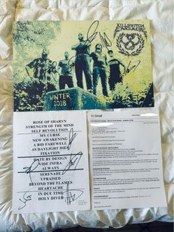 Killswitch Engage 2018 Winter Tour Autographed VIP Poster From All Members & VIP Signed Set List