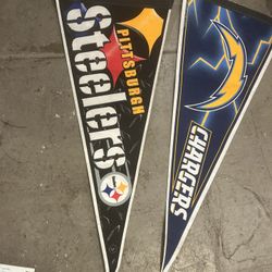 2 Football Pennants Chargers & Steelers
