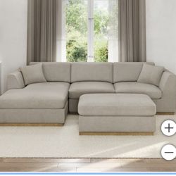 Henredon Caley Reversible Sofa Chaise with Ottoman