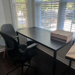 Black Metal Frame Desk + Ergonomic Chair