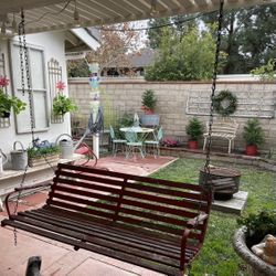 Red Weathered Porch Swing w/ Chain