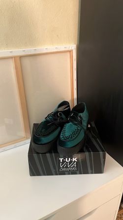 T.U.K. Emerald Green Velvet Viva Mondo Creepers Shoes