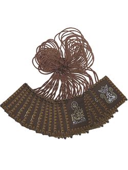 12PC - Brown Wool Embroidered Scapular Catholic Necklace, Scapulars with Images of The Sacred Heart of Jesus and The Immaculate Heart of Mary