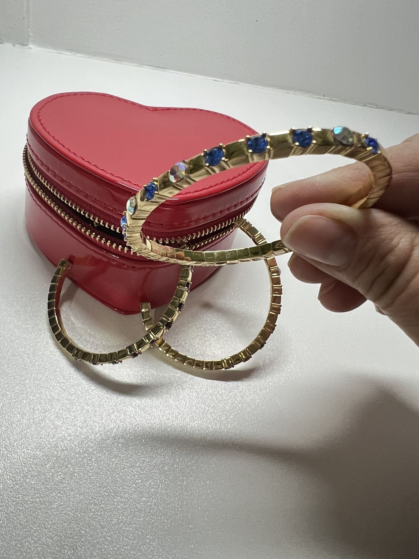 JR DESIGNER GOLD TONE RHINESTONE CRYSTAL STRETCH SPRING CUFF BRACELET LOT SET