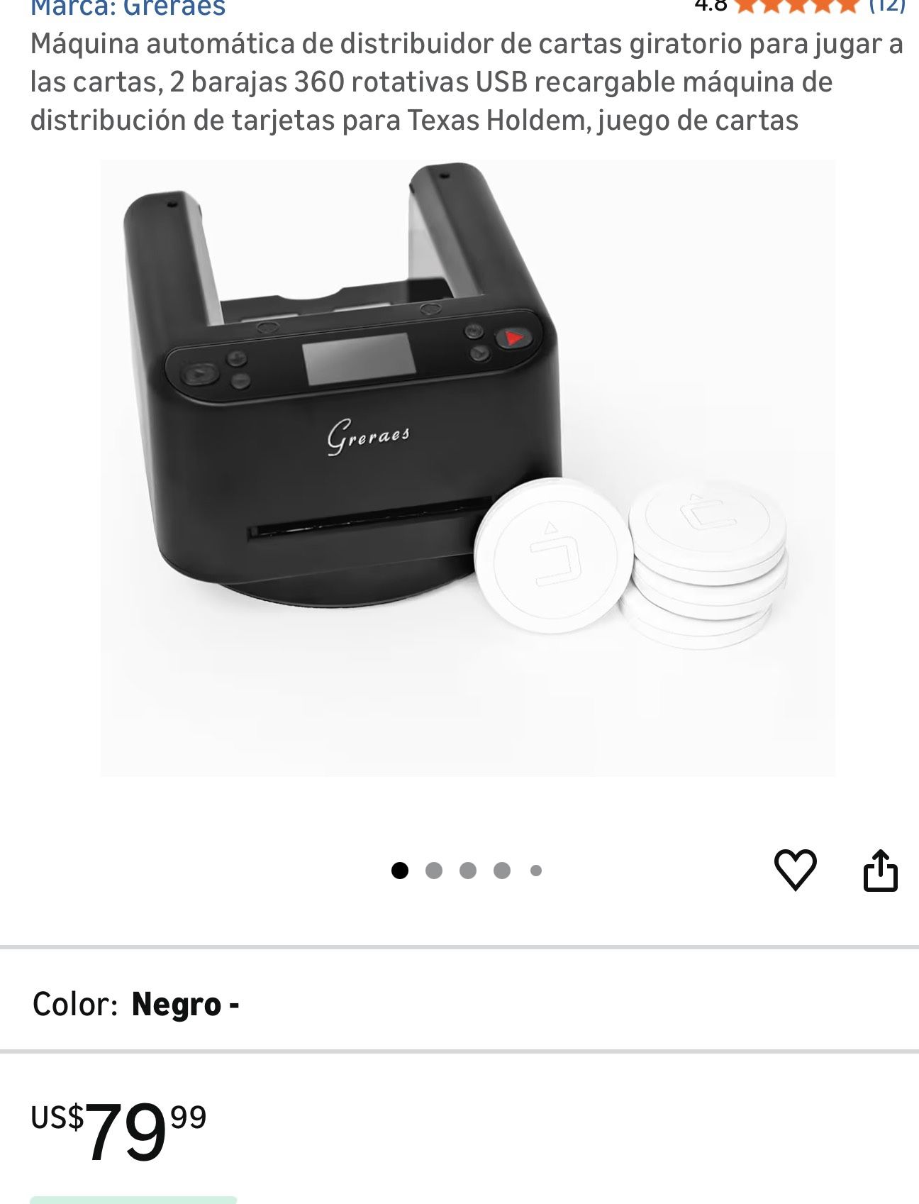 Automatic rotary card dealer machine for card games, 2 decks 360° rotating USB rechargeable card dealing machine for Texas Holdem, card games