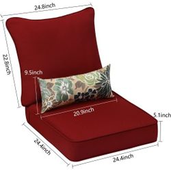Patio Cushions 24.5x24.5 Back Seat And Bottom