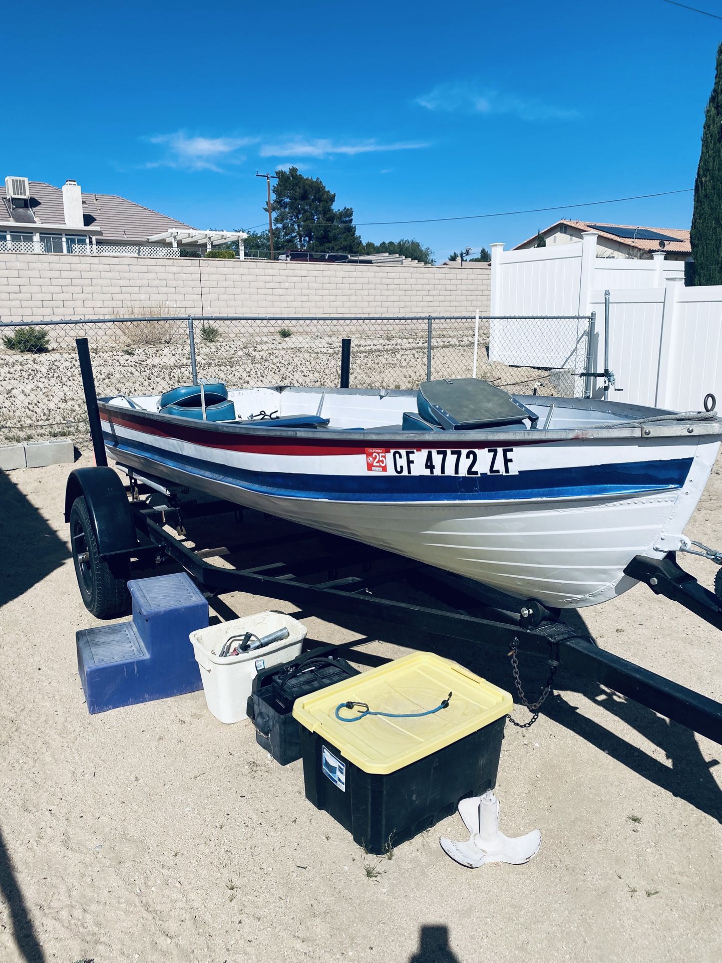 14 Ft Aluminum Boat, Motors And Trailer
