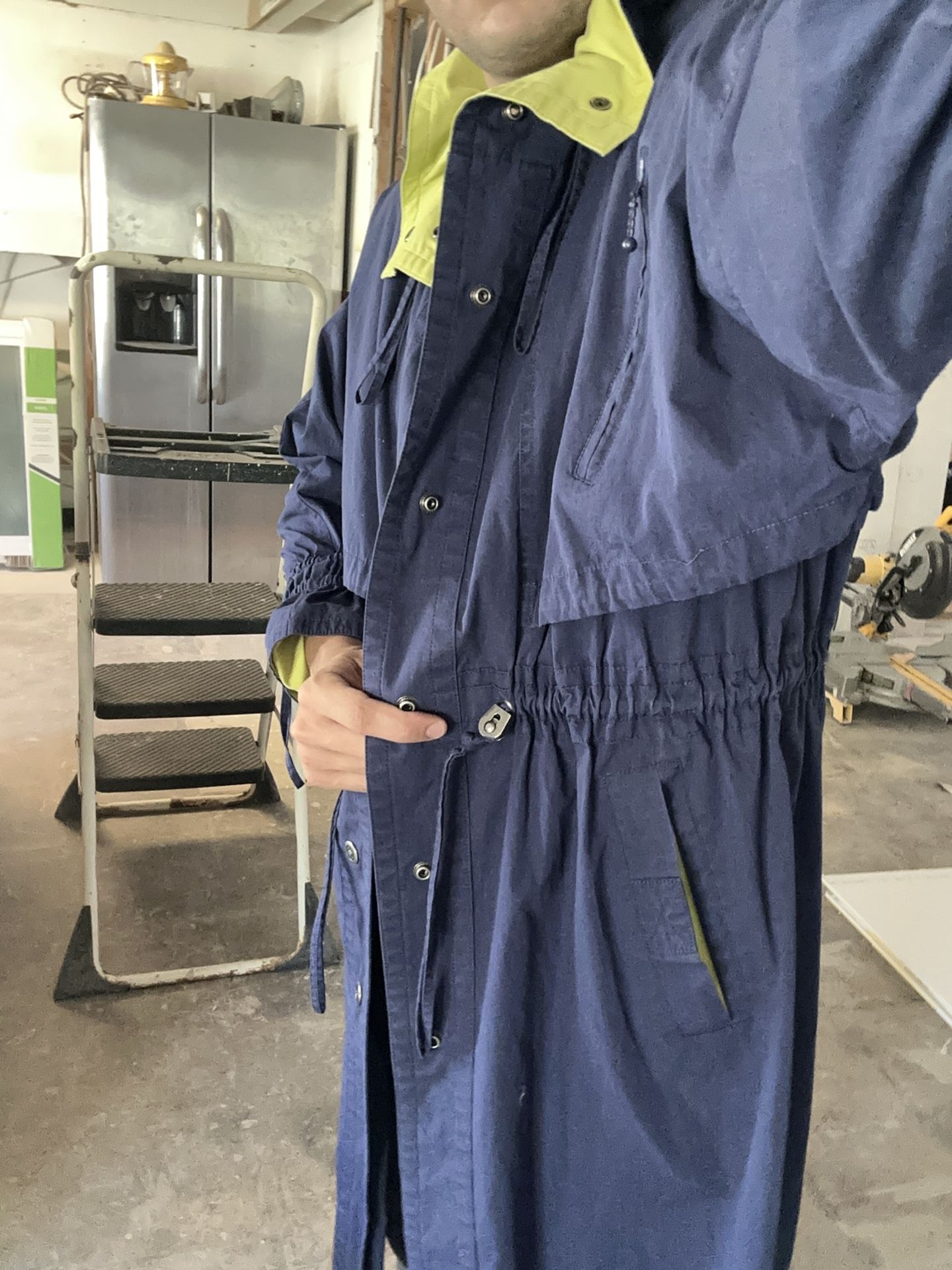 Fleet Street Women’s XL Navy Blue Cotton Anorak Jacket with Lime Green Lining