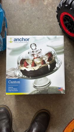 Anchor Hocking Canton Glass Cake Stand Set