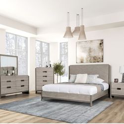 Brand New Grey 4pc Queen Bedroom Set (Available In Eastern King)