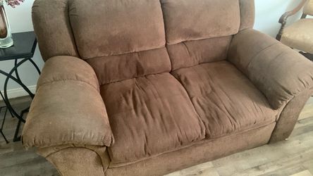Brown Fabric Loveseat Sofa
