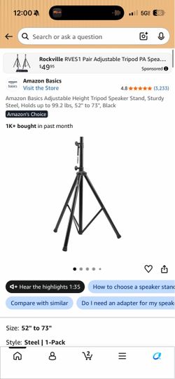 Adjustable Tripod Speaker Stand SPS-502M – Heavy Duty