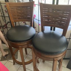2 Height Bar Stools With Leather Seats