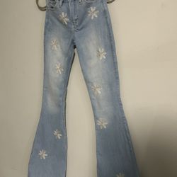 Hollister Super Rare Low Rise Embroidered Flare Denim Jeans 