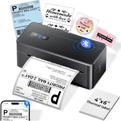 Bluetooth Thermal Shipping Label Printer, 4x6 Thermal Label Printer for Small Business, 2410BT Wireless Label Maker Compatible with iOS Android Phone&