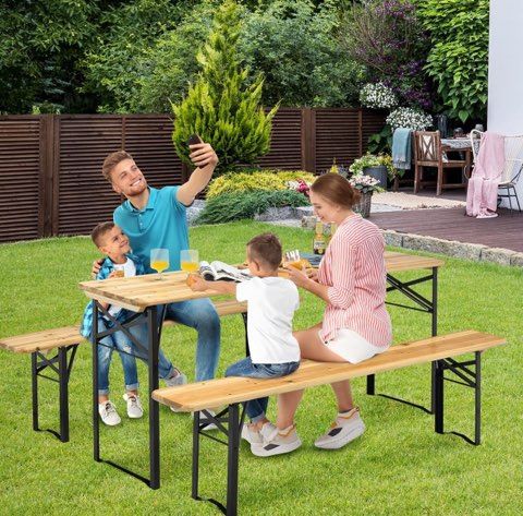 Foldable Picnic Table with Benches(Jh1760)