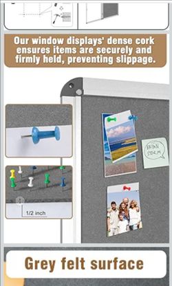 26"x20" Enclosed Bulletin Board, Lockable Weather-Resistant Aluminum Cork Noticeboard for School & Office, Silver Frame w/Grey Flet
/ Buletin con llav