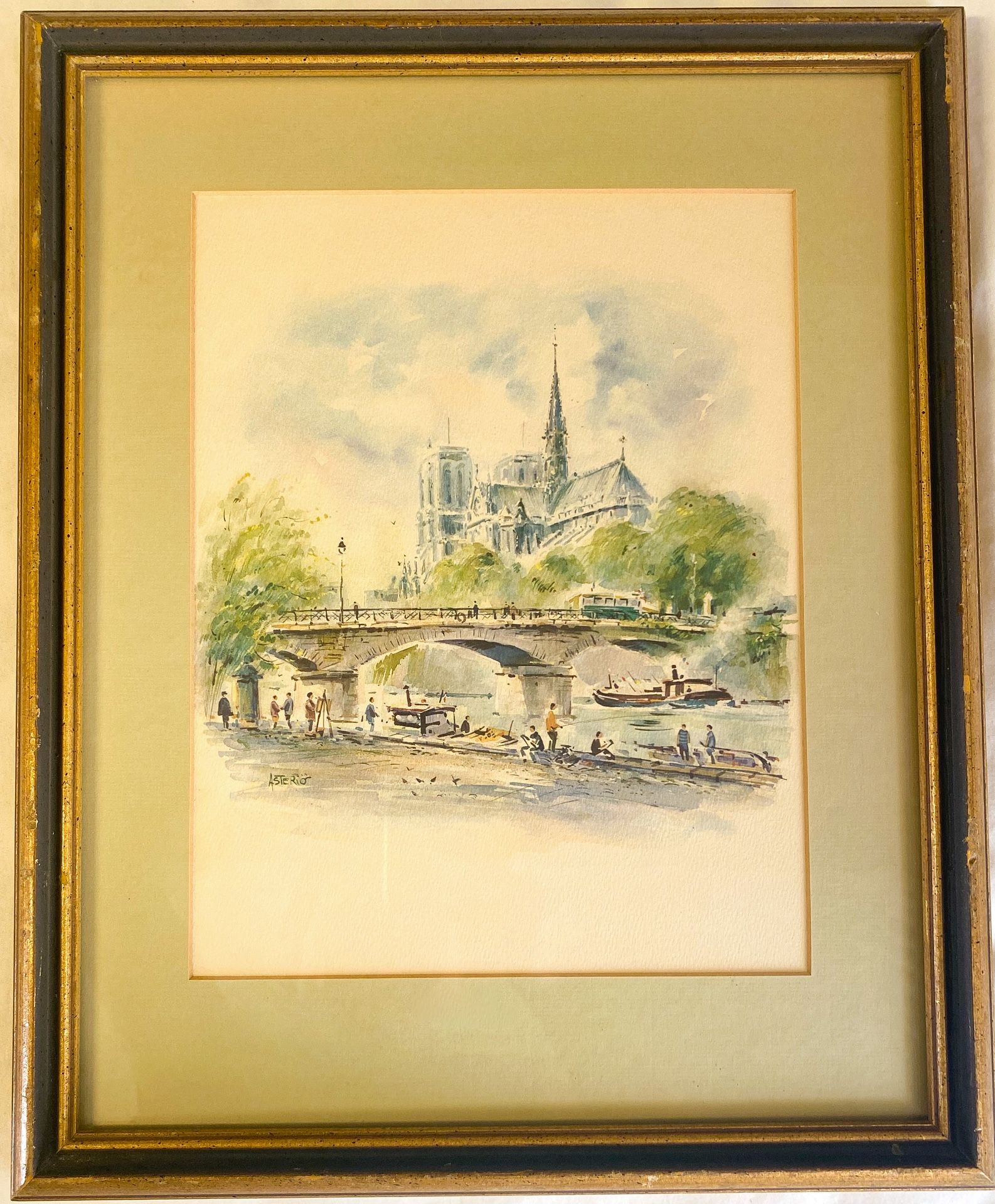 #Original 1960s Asterio Pascolini Vintage Art Lithograph Notre Dame Cathedral Paris France