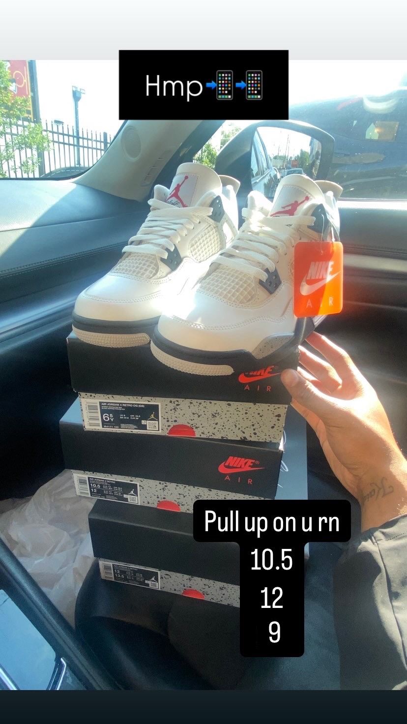 White Cement Jordan 4s Size 10.5, 12, 9, 9.5, And 7y