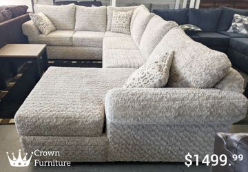 Beige U-Shaped Sectional W/Soft fabric