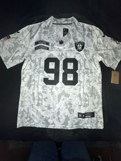 Nike Raiders #98 Salute to Service white Camo Jersey
