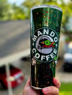 Mando Star wars snowglobe tumbler lava lamp 24 Starbucks style