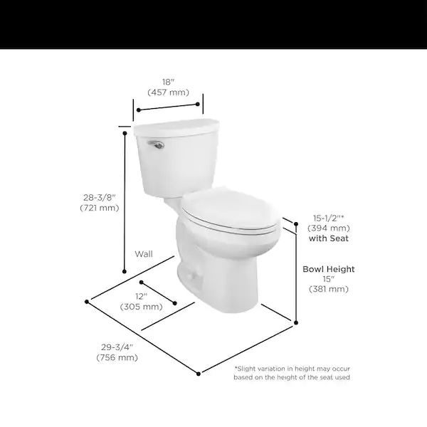 American standard reliant 2 piece 1 28 gpf single flush elongated