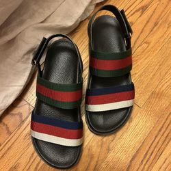 Gucci Men’s Web Slingback Sandals Size 10 (Authentic)