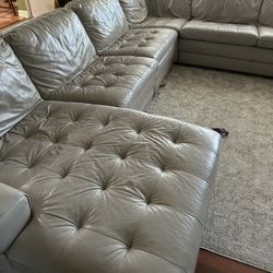 Leather Sectional - Gray