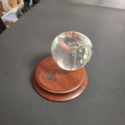 Solid Glass Apple On Rosewood Base Says "The School Board Of Broward County " Great Gift For A Teacher Or Employee Of Broward County Schools 3.5"H X 4