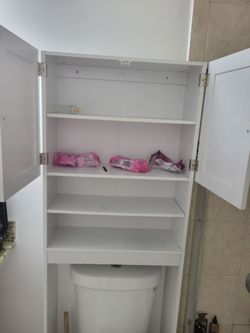 Over The Toilet Storage Cabinet with Double Doors and Adjustable Shelves