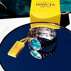 Women's Watch Invicta Speedway 34mm Steel Chrome Aqua Blue 