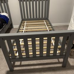 Pottery Barn gray Farmhouse twin Beds