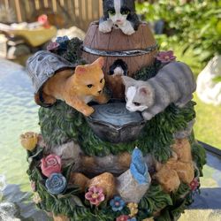 Heritage Mint Water Fountain CATS / Kittens and Flowers Waterfall Musical WORKS