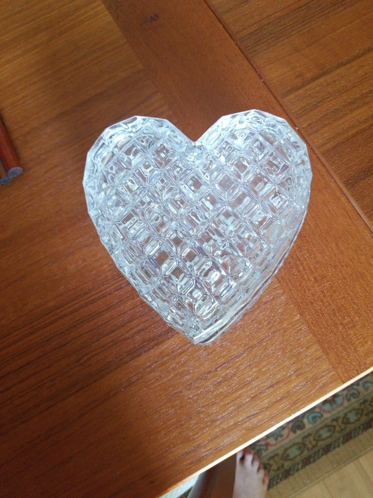 Leaded Glass- Heart Shaped Jewelry/Trinket Box