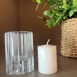45 Votive Candles and Clear Glass Votive Candle Holders