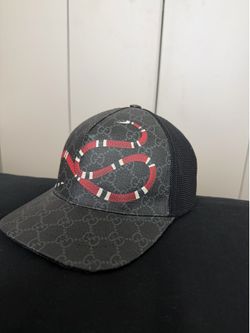 *BRAND NEW AUTHENTIC* Gucci GG Monogram Kingsnake Print Mesh Back Baseball Cap Hat Black Size S