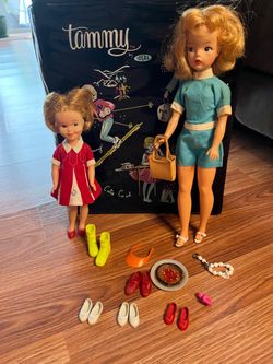 1964 Honey Blonde Tammy Doll, Ideal Toys. AND Vintage Penny Brite 8” doll in original red dress