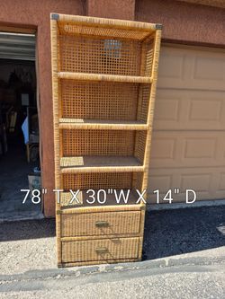 See Video/Photos wicker Shelf Used Size in Photo FCFS Pick Up $20