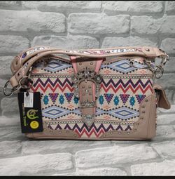 Cowgirl Trendy Western Concealed Carry Native AZ Pattern Studded Purse