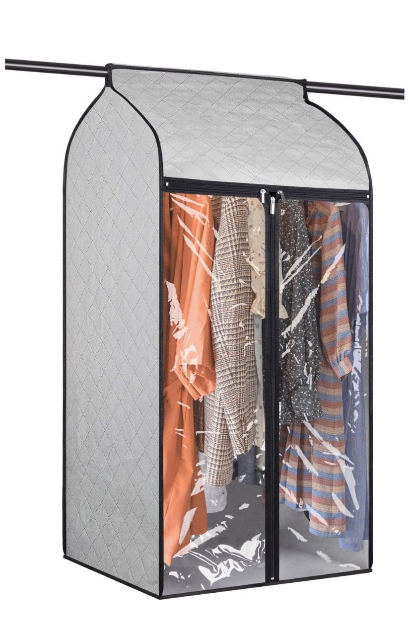 Hanging Garment Bags 43 inch Organizer Storage with Large Clear Window Garment Rack Cover Well-Sealed Closet Cover for Suit Coats Jackets Dress Close