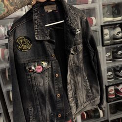 Nice 👍 !! Custom 1/1 "Rocker"Black Denim Jacket 