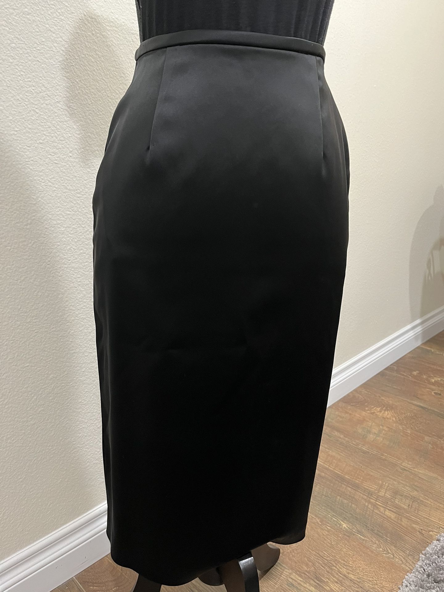 Adrianna Papel Black Satin Pencil Skirt