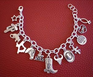Silver-Tone Western Theme Charm Bracelet