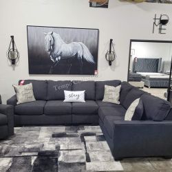 Finance Available, L Shape Sectional, Charcoal Color, SKU#1059005