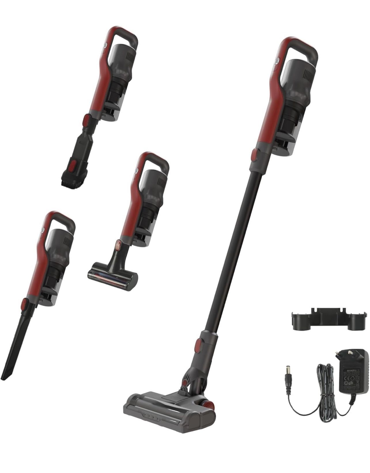 Cordless Vacuum Cleaner, 45KPa Stick Vacuum with Powerful Suction, 40Mins Runtime, Rechargeable 4-in-1 Handheld Vacuum Cleaner with Wall Mount Chargin